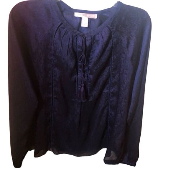 NWT Forever 21 round neck Tunic self-tie 100% polyester long sleeves size L - Picture 3 of 8